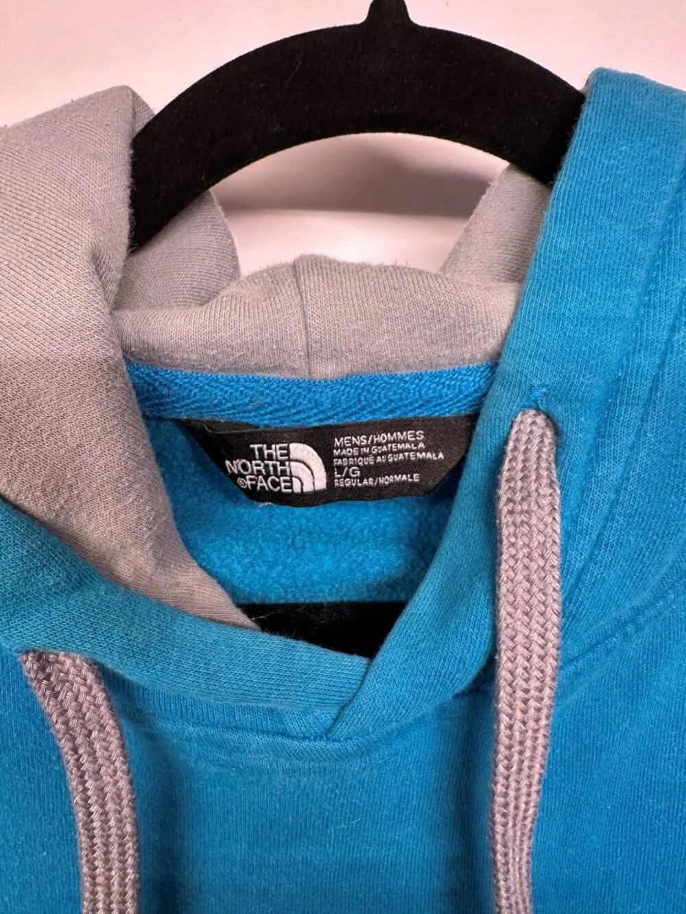 The North Face Hoodie Mens Large Teal Logo Pullover Fleece